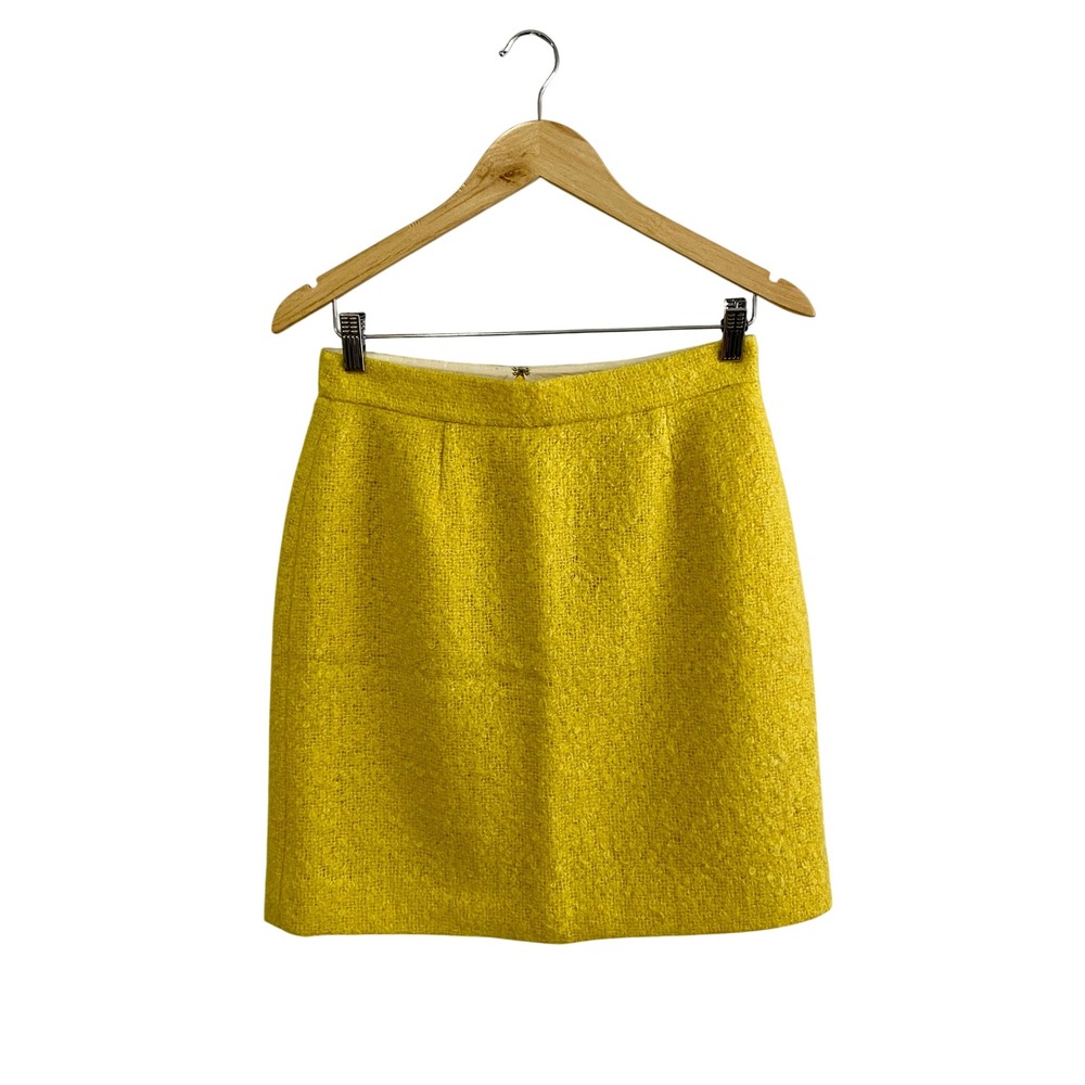 Kate Spade Mohair Wool Yellow Tweed Mini Skirt 6 Whimsigoth Dark Academia Mod